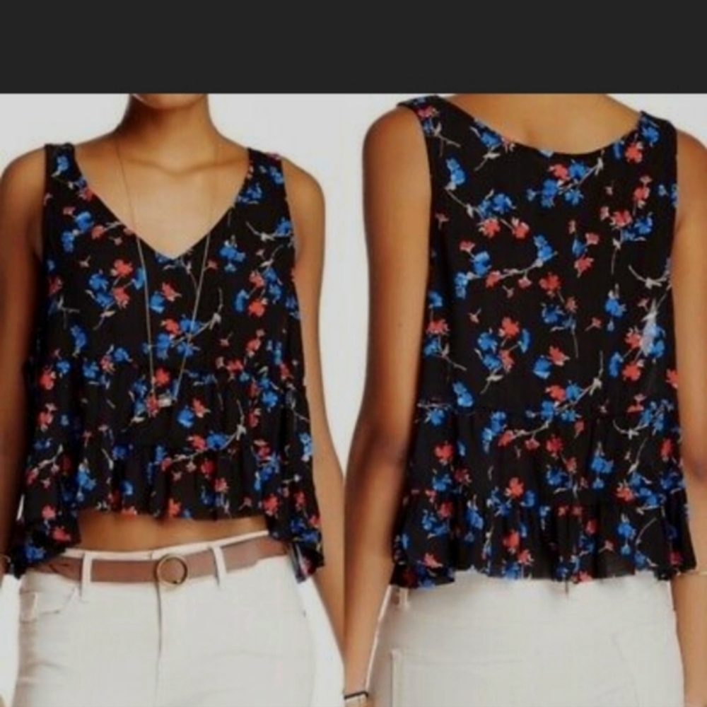 Intimately Free People Size S Floral Tiered Crop Top.